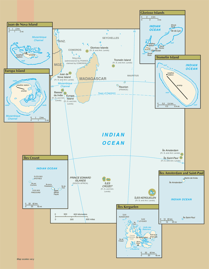 Map of French Southern and Antarctic Lands